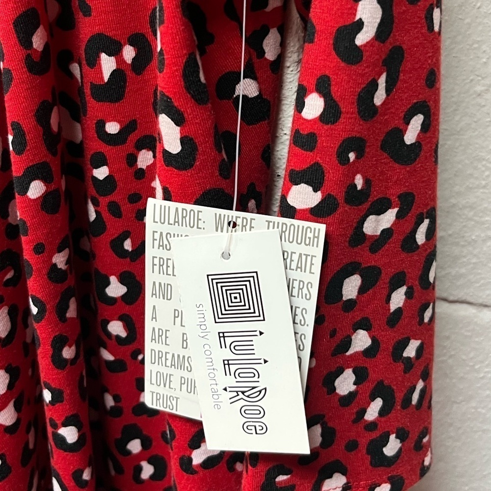 LulaRoe Red Leopard Print Tie-Front Cardigan - Picture 4 of 5